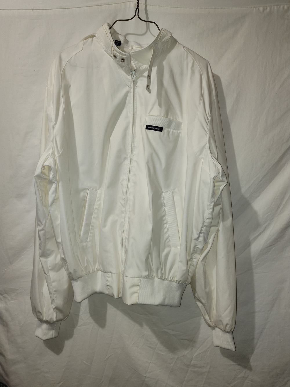 Members Only White Bomber Jacket with Chest Logo